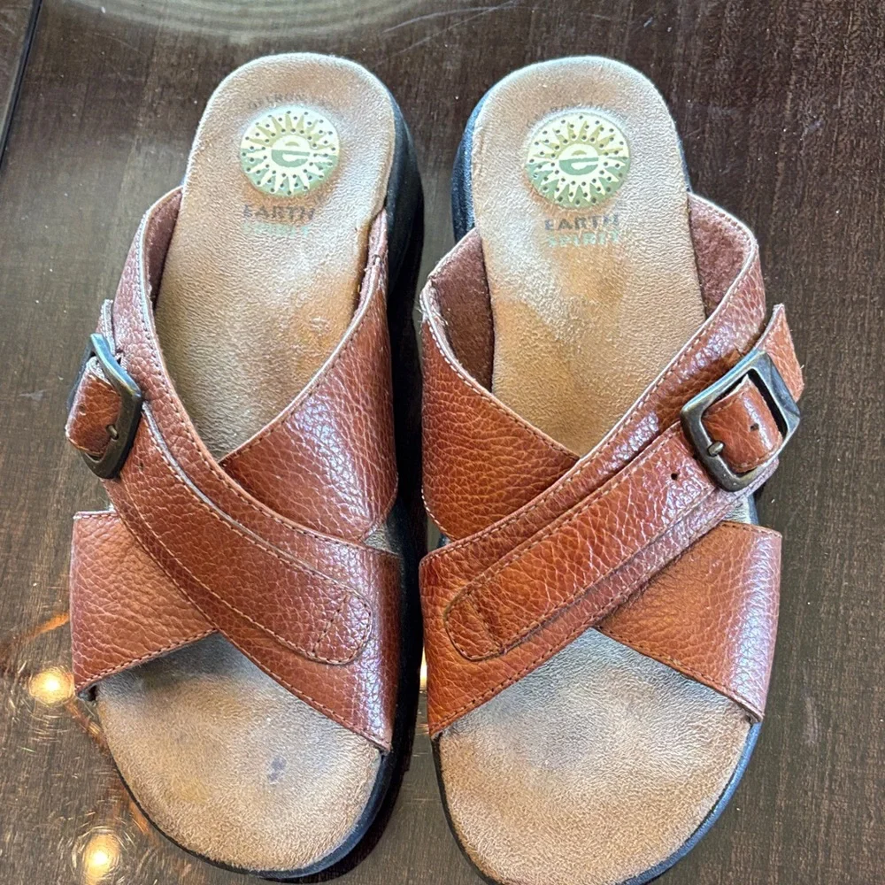 Earth Spirit Brown Leather Sandals - Picture 1 of 6